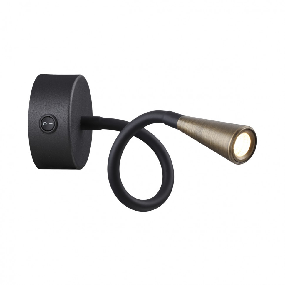 4289/3WL Odeon Light светодиодное бра на гибкой ножке ODDS с выключателем, черное с бронзой 3W, 3000K, 210Lm