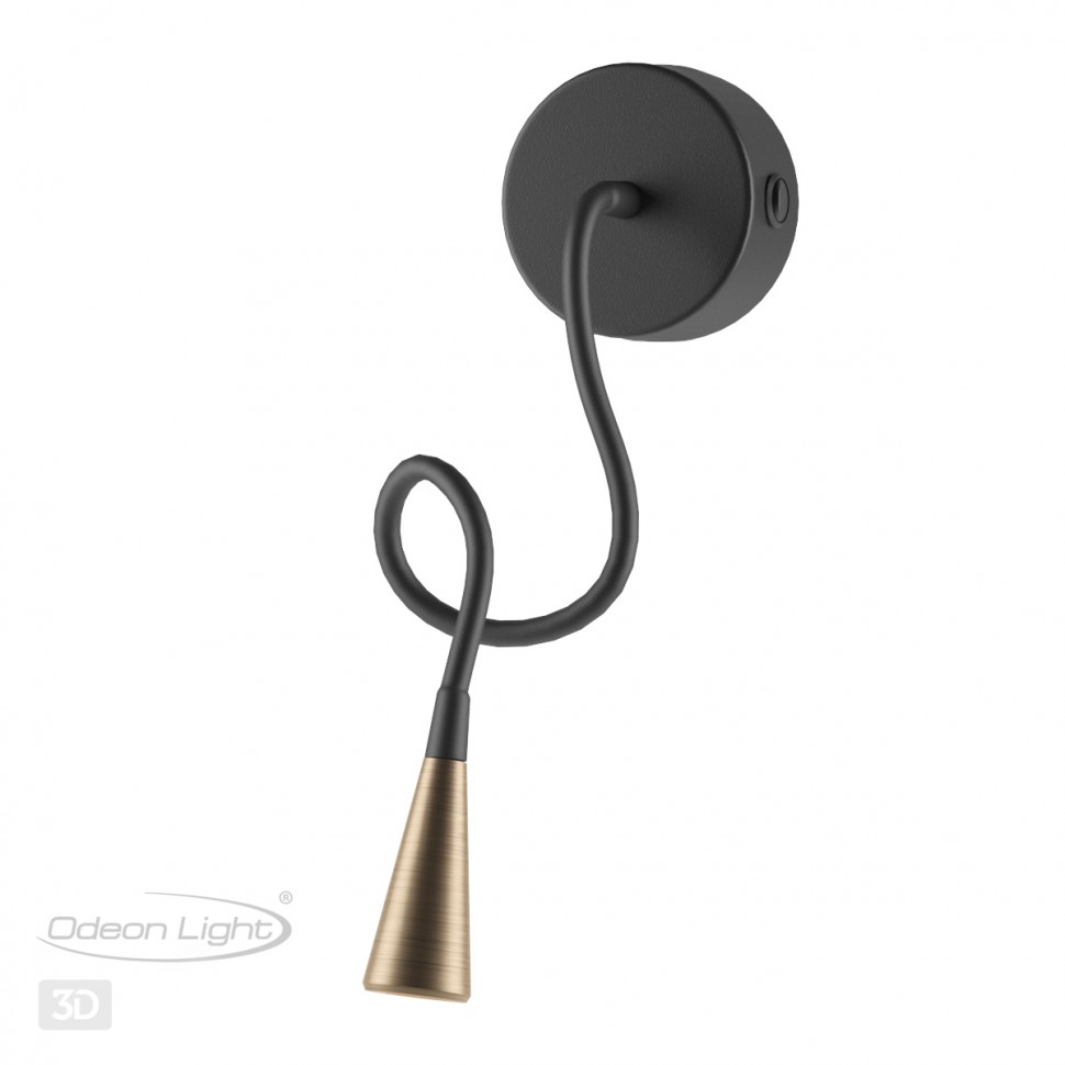 4289/3WL Odeon Light светодиодное бра на гибкой ножке ODDS с выключателем, черное с бронзой 3W, 3000K, 210Lm