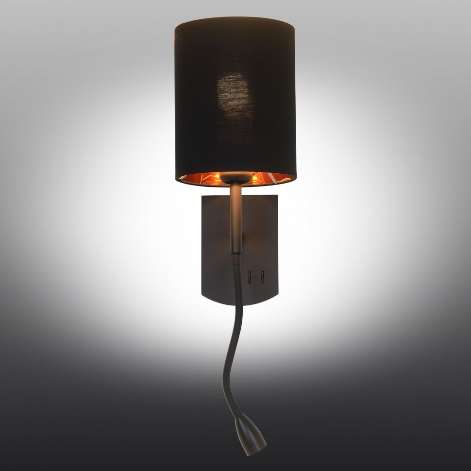 OML-62711-02 OMNILUX Ocricchio черное бра с LED подсветкой для чтения 3W, и выключателями
