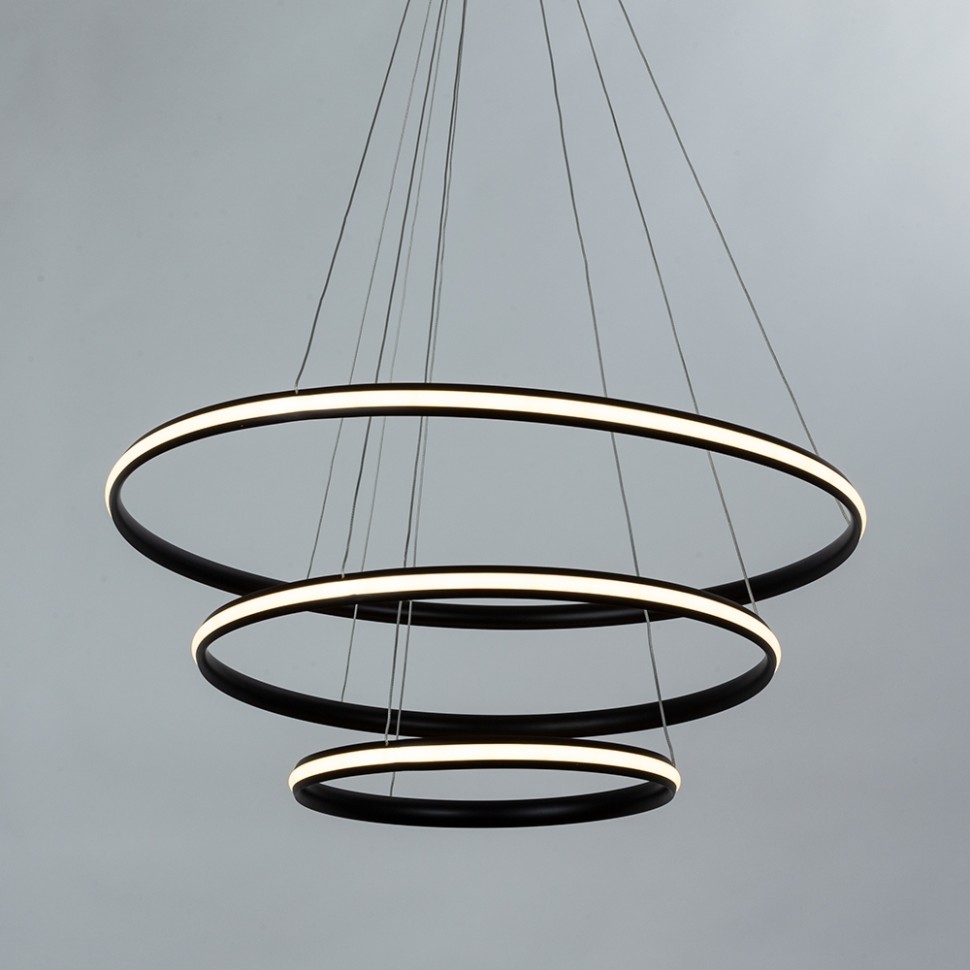 A2198SP-3BK ARTE LAMP подвесная светодиодная люстра 3 кольца Meridiana с пультом, 145W, 3000-6000K, 80-60-40см диаметр, черная