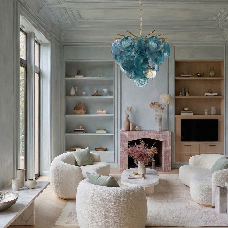 10492/800 Blue LOFT IT подвесная люстра Lolly, золото/синий, E14*10*40W, 80см диаметр