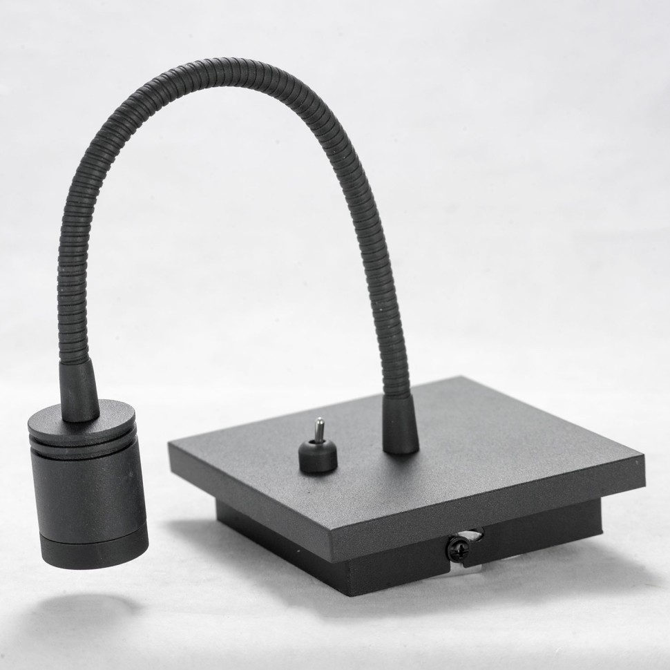 LSP-8580 LUSSOLE черный настенный светодиодный светильник на гибкой ножке с выключателем, 3W, 3000K