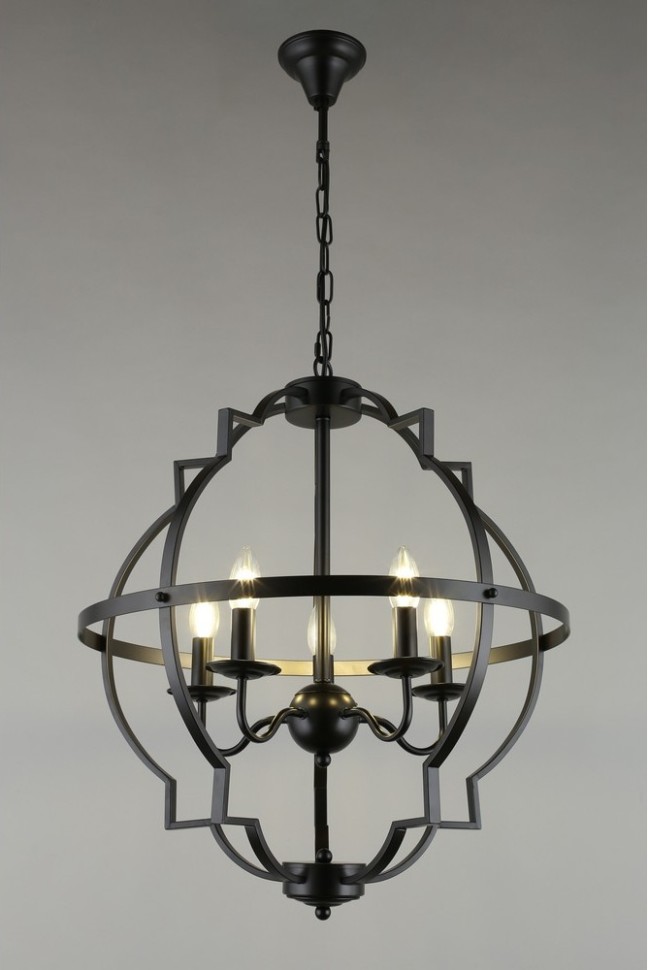 APL.664.13.05 Aployt Подвесная черная люстра под ковку Sharlotta E14*5*40W