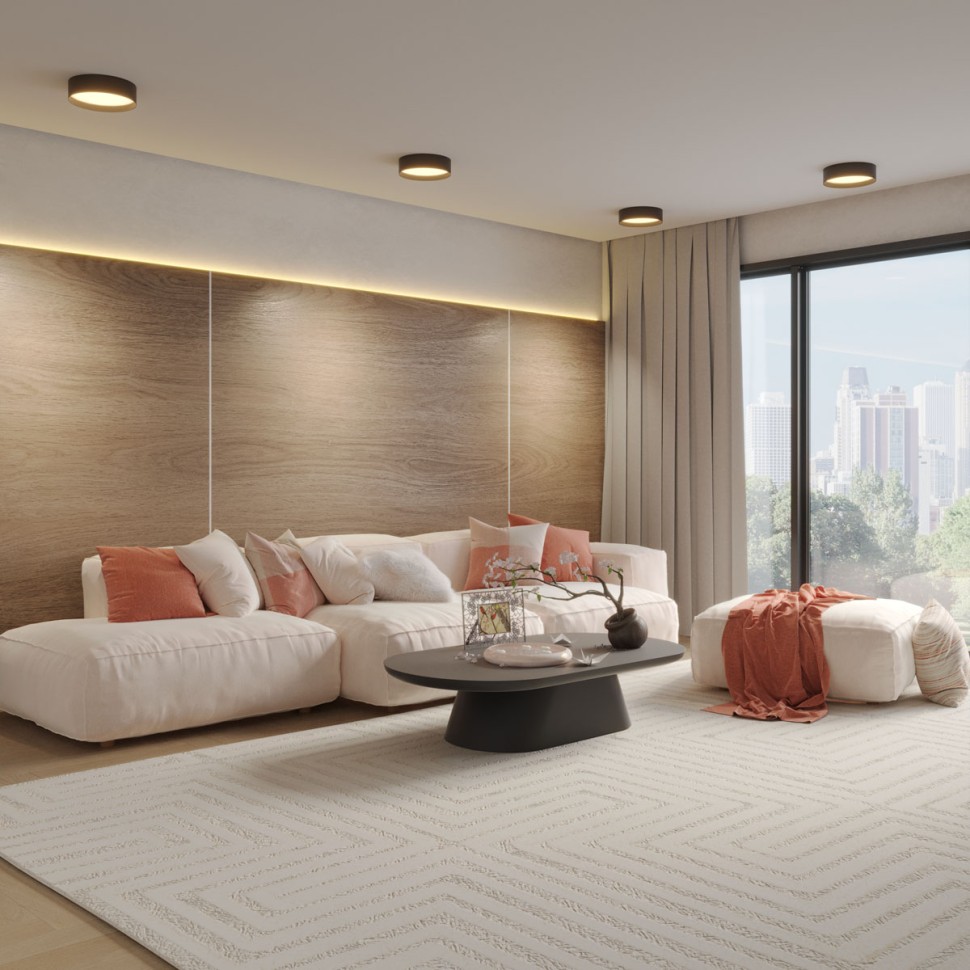 359601 NOVOTECH OVER черный накладной светодиодный светильник ORBIS с переключателем цветовой температуры, 36W, 3000-4000-6000К, диаметр 30см