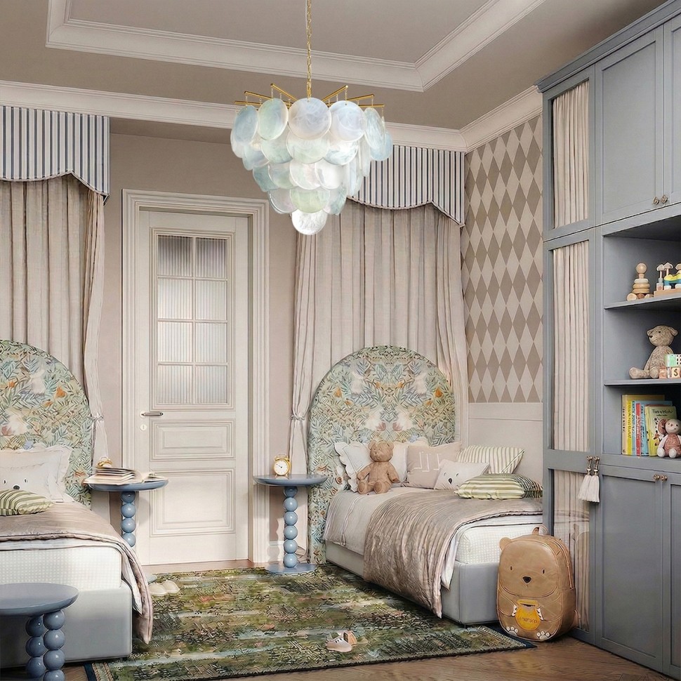 10492/800 Pearl LOFT IT подвесная люстра Lolly, золото/перламутровый, E14*10*40W, 80см диаметр