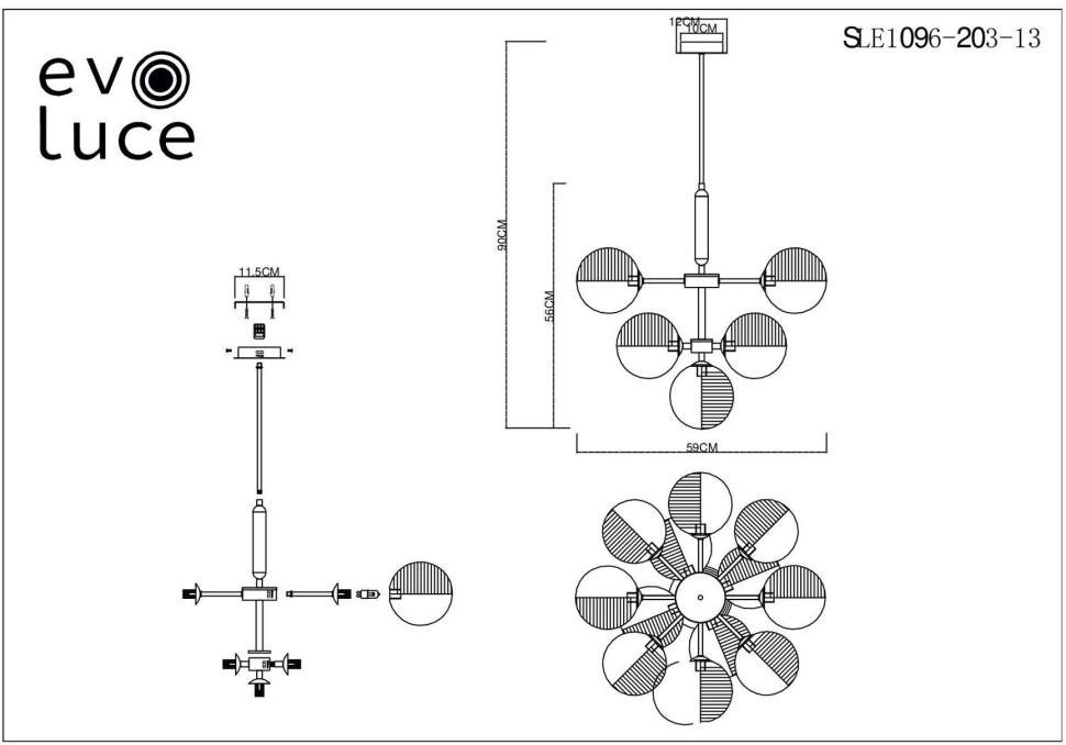 SLE1096-203-13 EVOLUCE Подвесной светильник на штанге Aveiro, золото, G9*13*5W