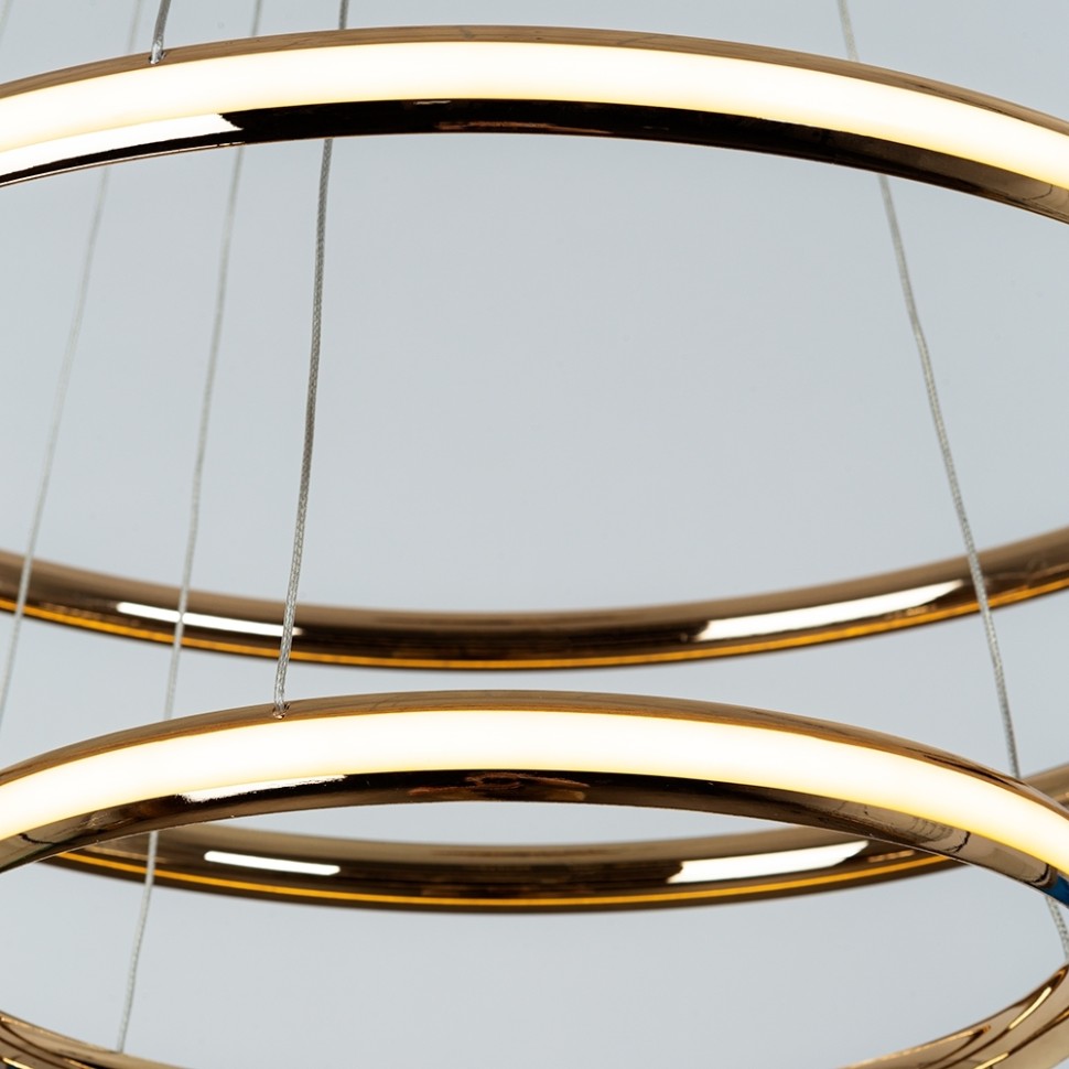 A2198SP-3GO ARTE LAMP подвесная светодиодная люстра 3 кольца Meridiana с пультом, 145W, 3000-6000K, 80-60-40см диаметр, золото
