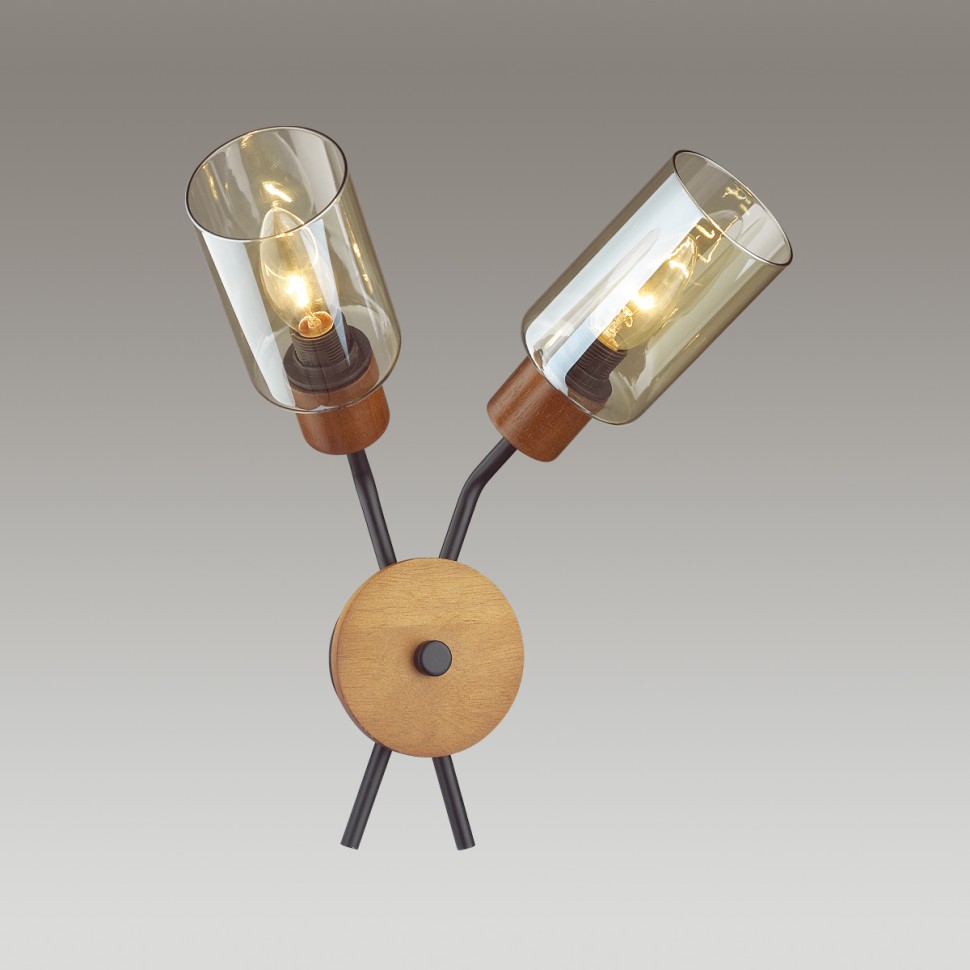 4492/2W LUMION COUNTY настенный светильник FERN, E14*2*60W, черный и дерево