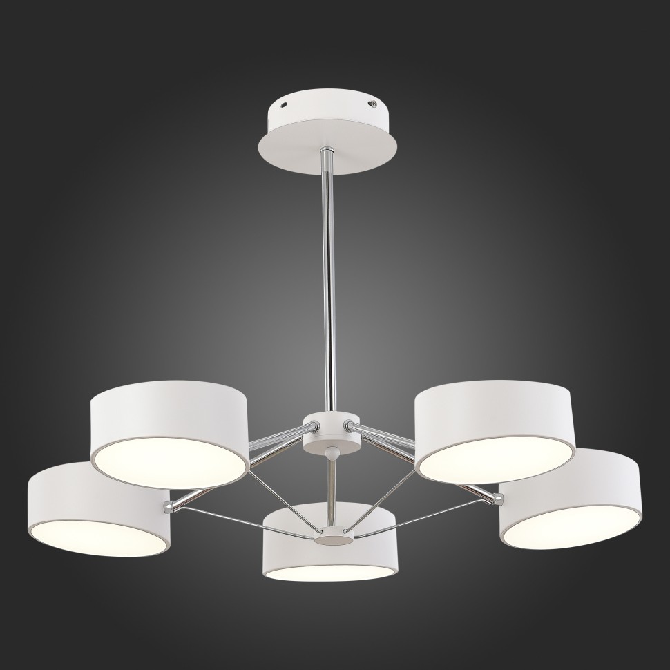 SLE6005-502-05 EVOLUCE Valle белая светодиодная люстра на штанге, 5*10W, с пультом 3000-6000K