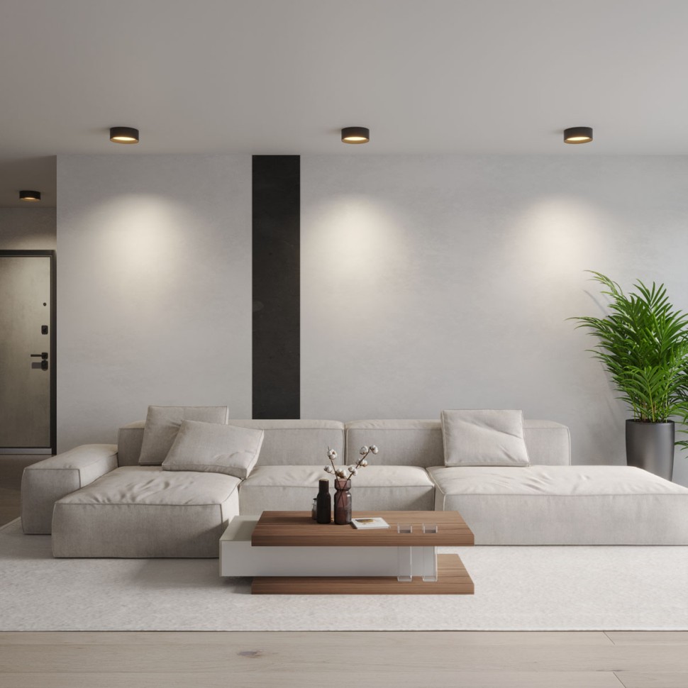 359599 NOVOTECH OVER черный накладной светодиодный светильник ORBIS с переключателем цветовой температуры, 24W, 3000-4000-6000К, диаметр 22см