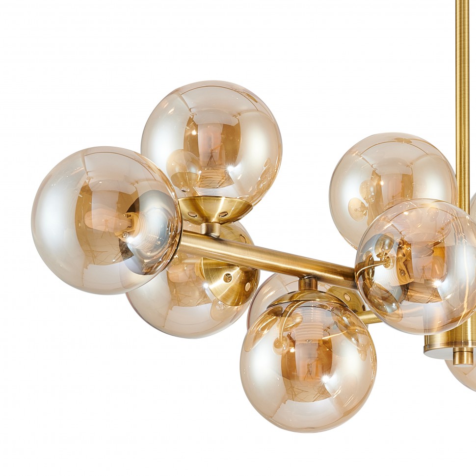 2649-14P Favourite современная люстра на штанге Varietas, латунь, янтарный, 14*G9