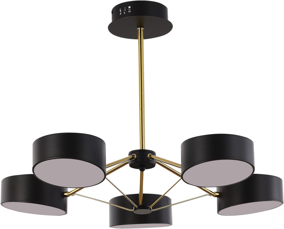 SLE6005-402-05 EVOLUCE Valle черная светодиодная люстра на штанге, 5*10W, с пультом 3000-6000K