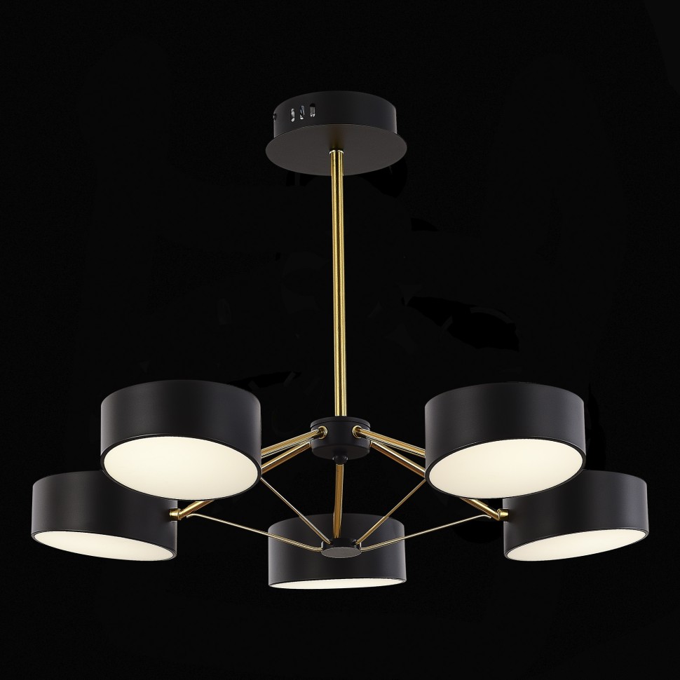 SLE6005-402-05 EVOLUCE Valle черная светодиодная люстра на штанге, 5*10W, с пультом 3000-6000K