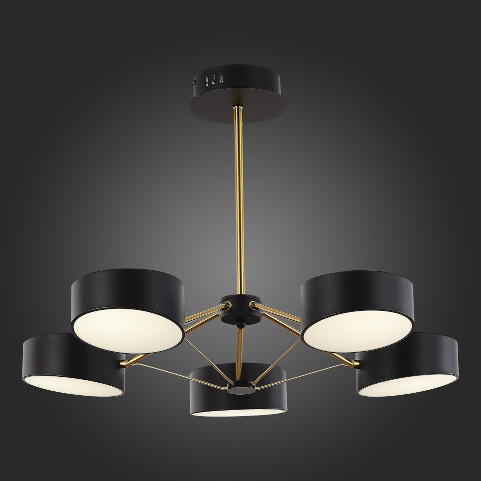 SLE6005-402-05 EVOLUCE Valle черная светодиодная люстра на штанге, 5*10W, с пультом 3000-6000K