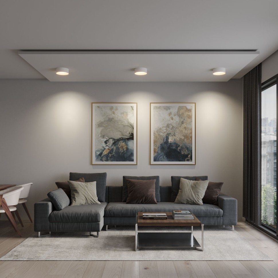 359598 NOVOTECH OVER белый накладной светодиодный светильник ORBIS с переключателем цветовой температуры, 24W, 3000-4000-6000К, диаметр 22см