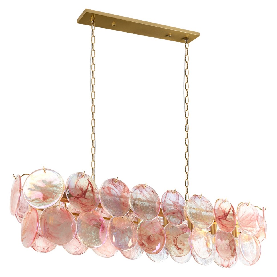 10492/1200R Pink LOFT IT подвесная люстра Lolly, золото/розовый, E14*8*40W, 120см длина