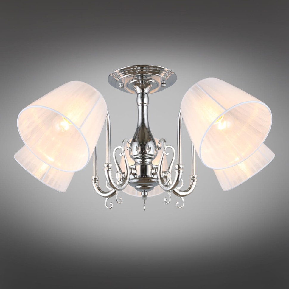 OML-29127-05 OMNILUX Leonessa потолочная люстра, хром, белый, E27*5*60W