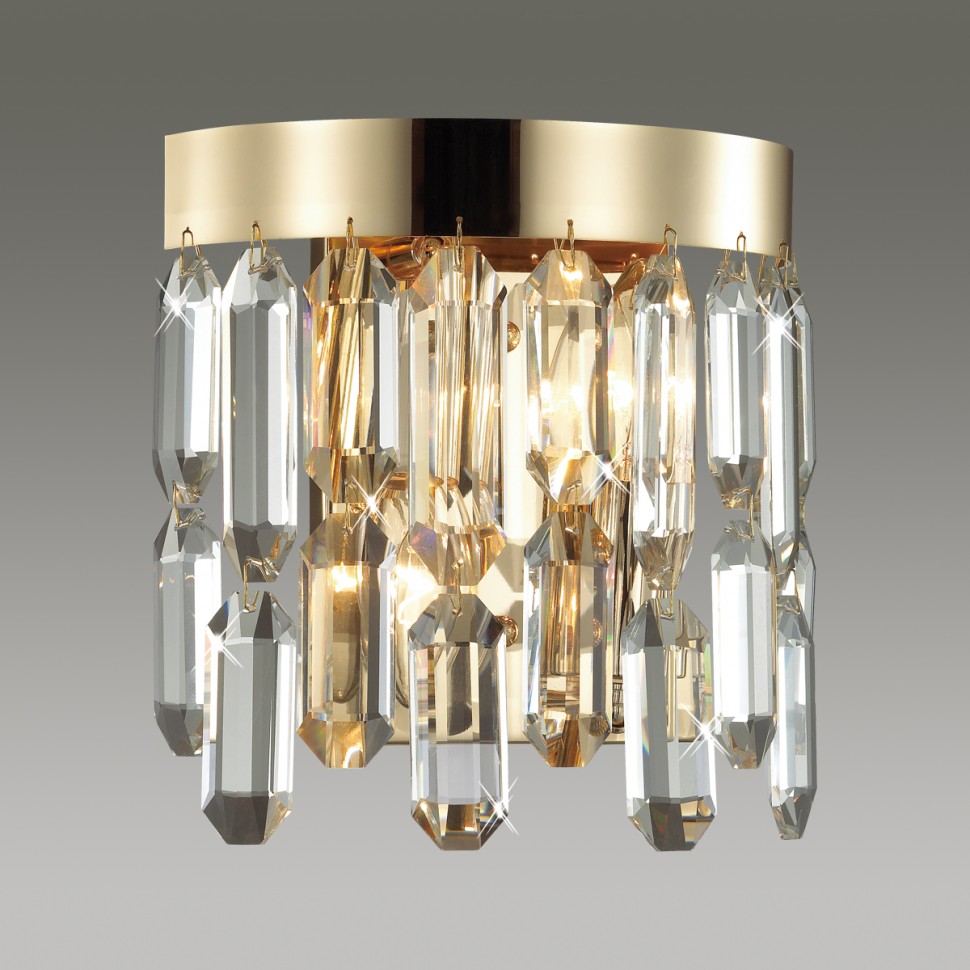 4986/2W ODEON LIGHT HALL настенный светильник DAKISA, E14*2*40W, золото, хрусталь