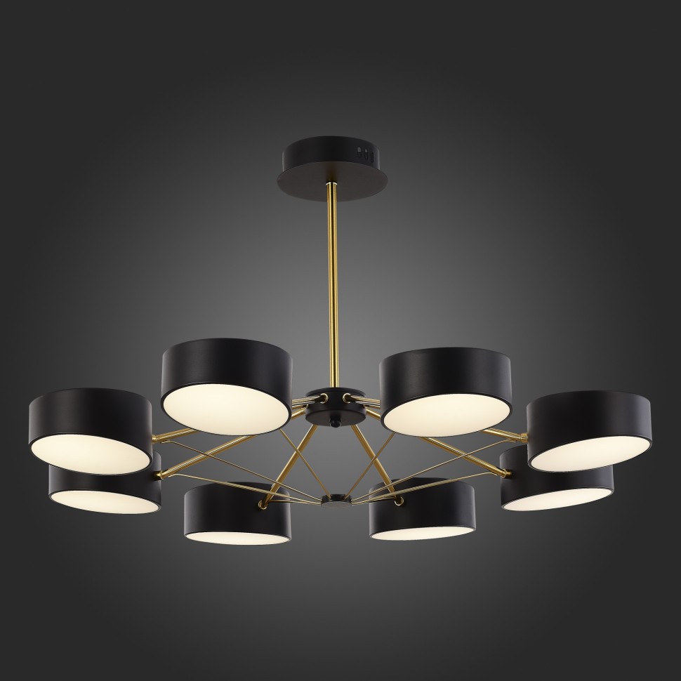 SLE6005-402-08 EVOLUCE Valle черная светодиодная люстра на штанге, 8*10W, с пультом 3000-6000K