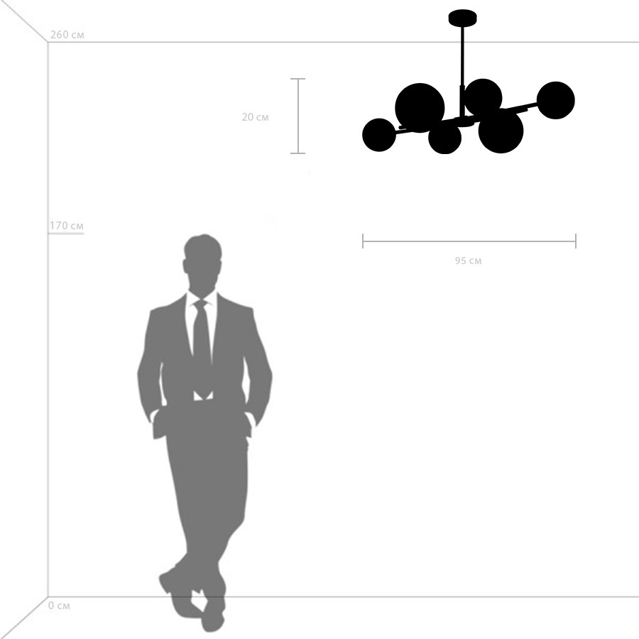 815460 LIGHTSTAR потолочная люстра на штанге Croco, черный и золото, Е14*6*40W