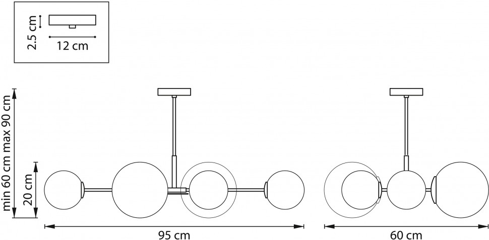 815460 LIGHTSTAR потолочная люстра на штанге Croco, черный и золото, Е14*6*40W