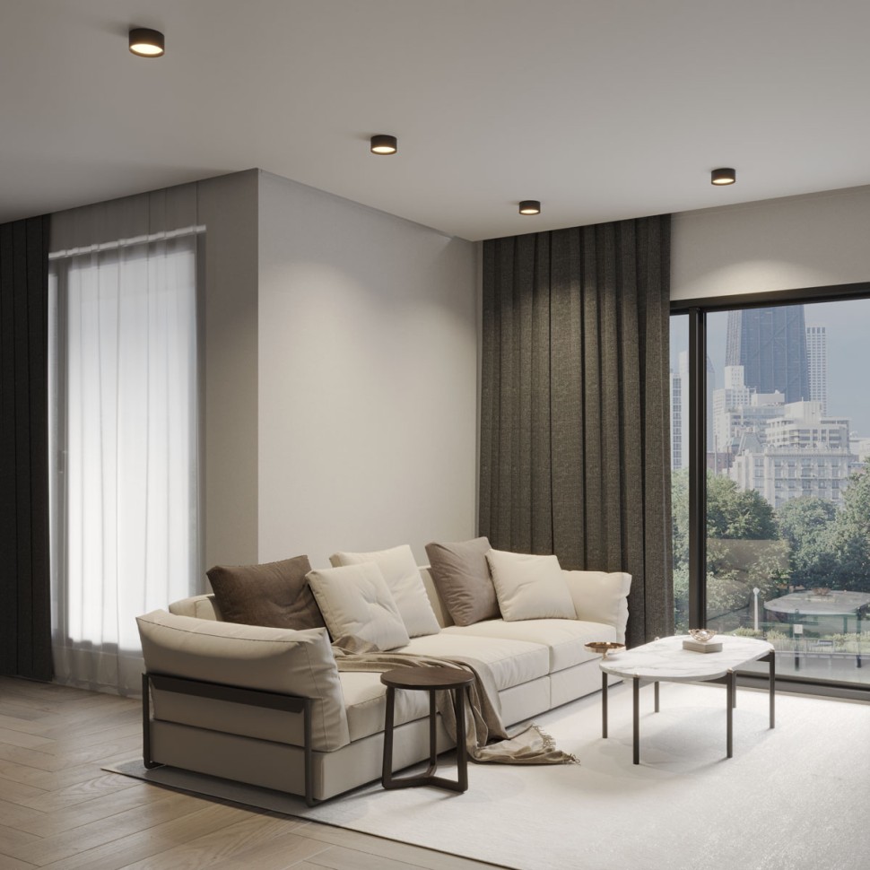 359597 NOVOTECH OVER черный накладной светодиодный светильник ORBIS с переключателем цветовой температуры, 18W, 3000-4000-6000К, диаметр 14см