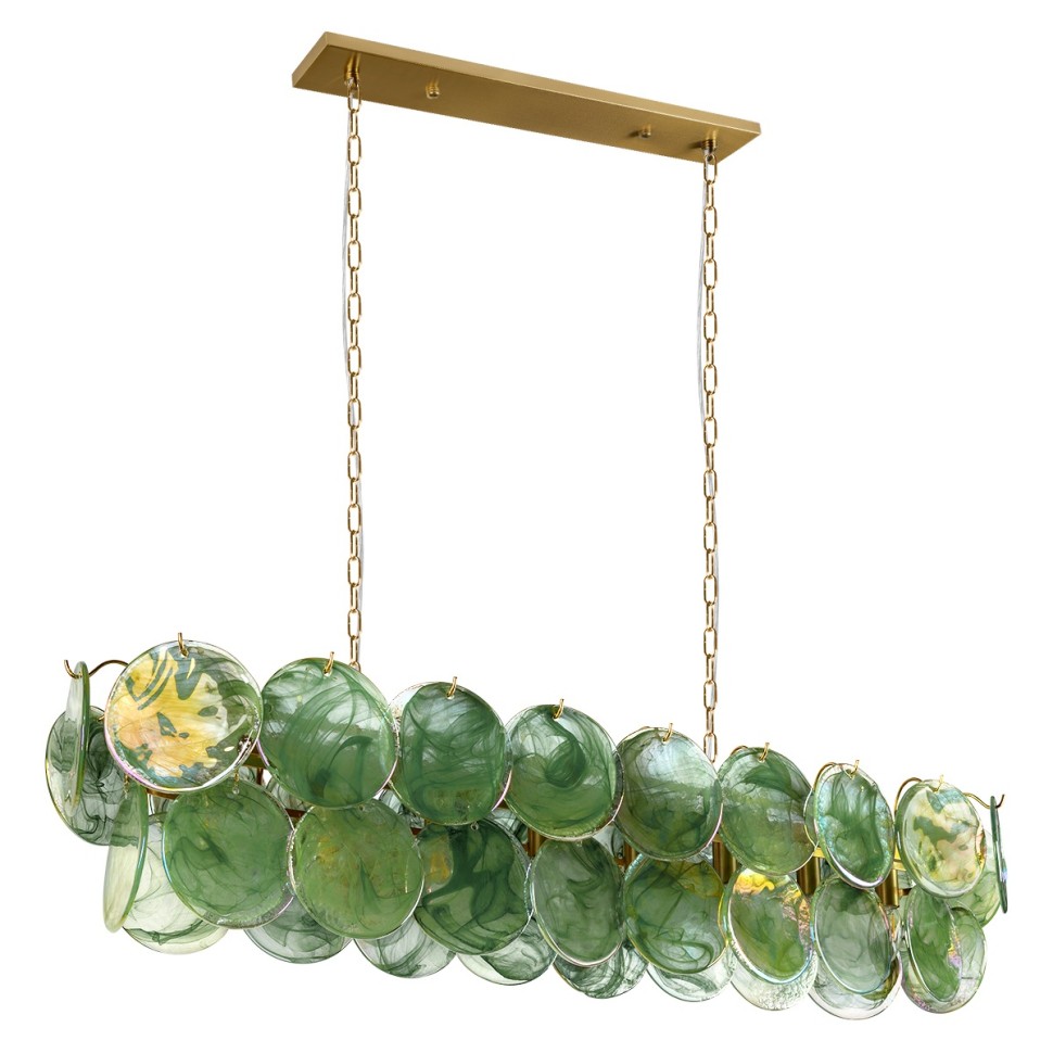 10492/1200R Green LOFT IT подвесная люстра Lolly, золото/зеленый, E14*8*40W, 120см длина