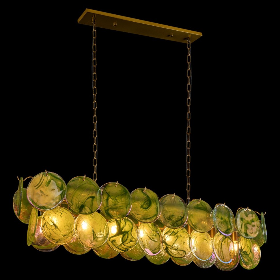 10492/1200R Green LOFT IT подвесная люстра Lolly, золото/зеленый, E14*8*40W, 120см длина