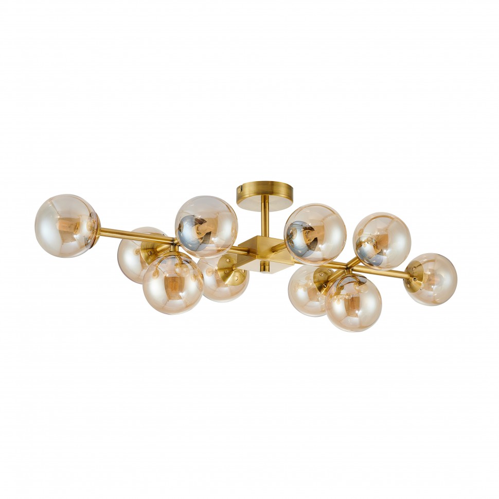2649-10U Favourite современная потолочная люстра Varietas, латунь, янтарный, 10*G9