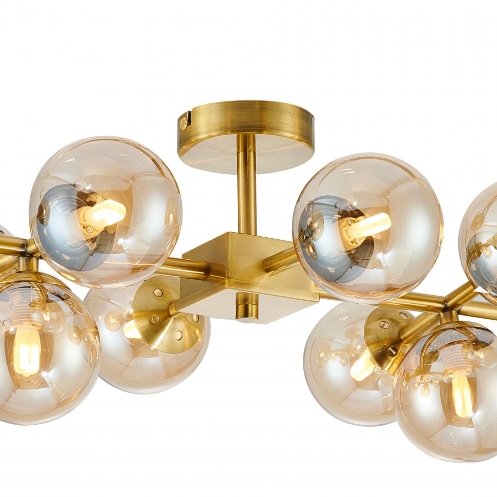 2649-10U Favourite современная потолочная люстра Varietas, латунь, янтарный, 10*G9