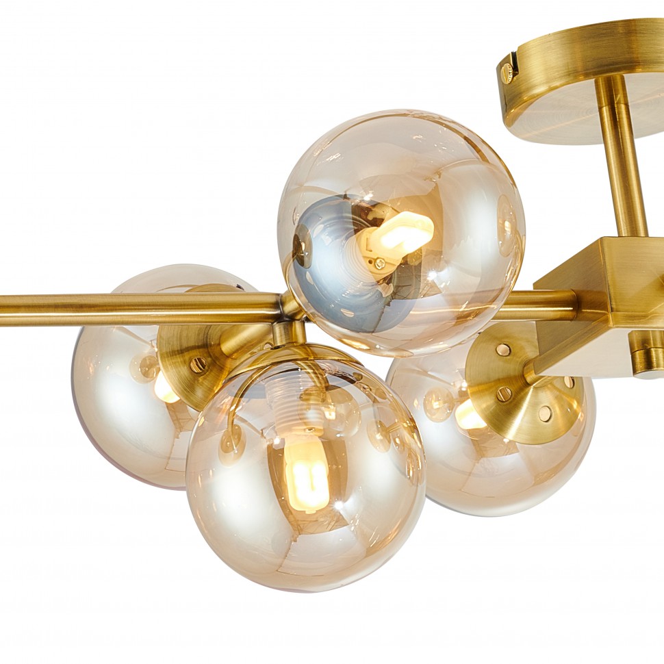 2649-10U Favourite современная потолочная люстра Varietas, латунь, янтарный, 10*G9