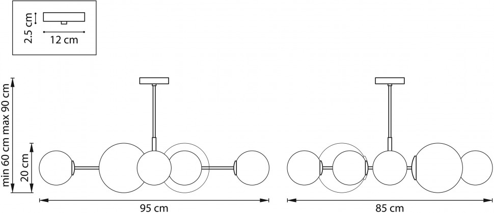 815480 LIGHTSTAR люстра на штанге Croco, черный и золото, Е14*8*40W