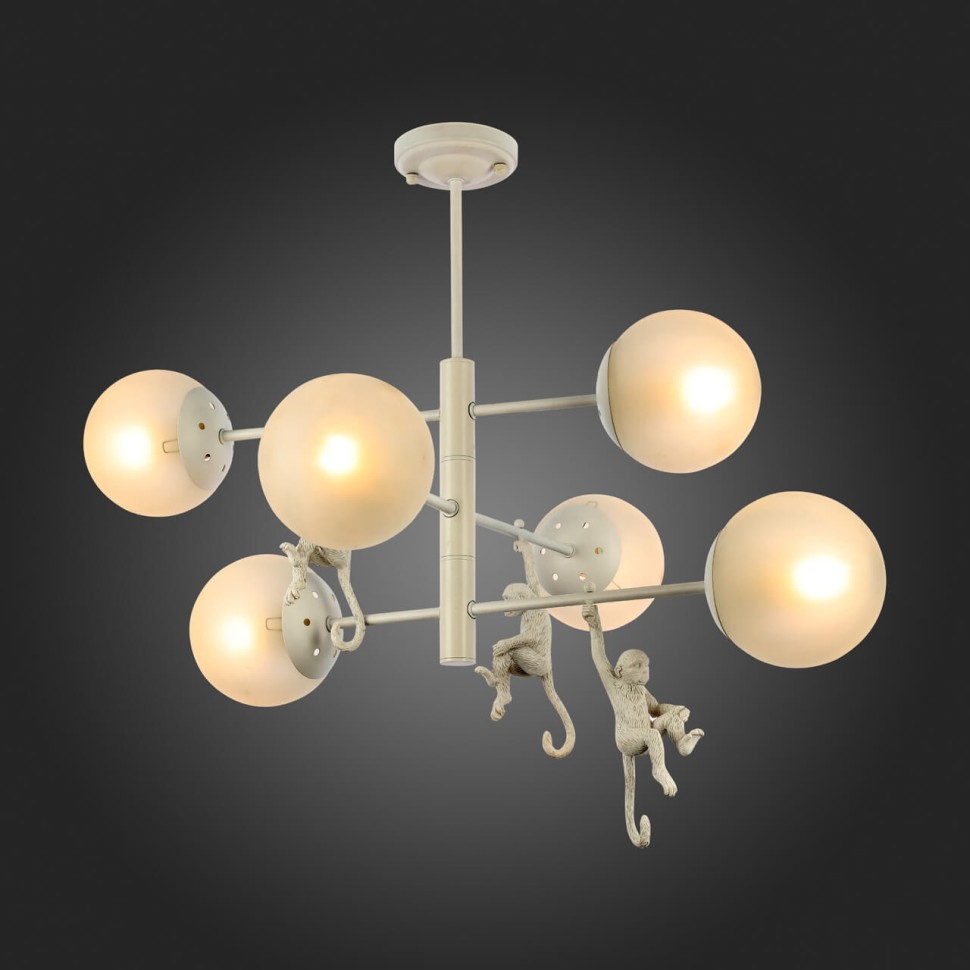 SLE115103-06 EVOLUCE белая потолочная люстра Tenato на штанге, обезьяна