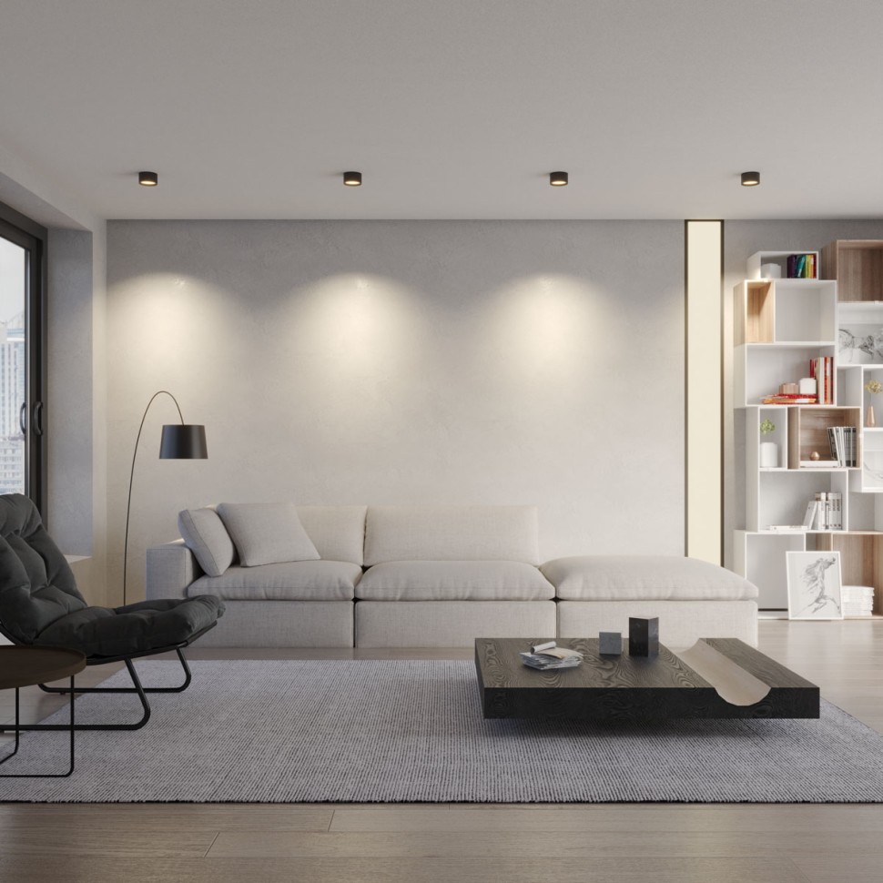 359595 NOVOTECH OVER черный накладной светодиодный светильник ORBIS с переключателем цветовой температуры, 12W, 3000-4000-6000К, диаметр 11,5см