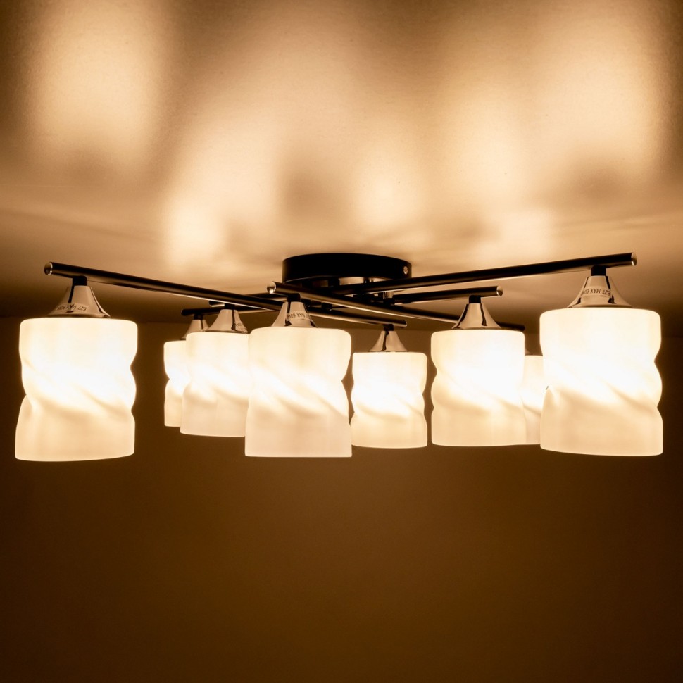 CL132185 Citilux Люстра потолочная Нильс, черный, хром, E27*8*60W