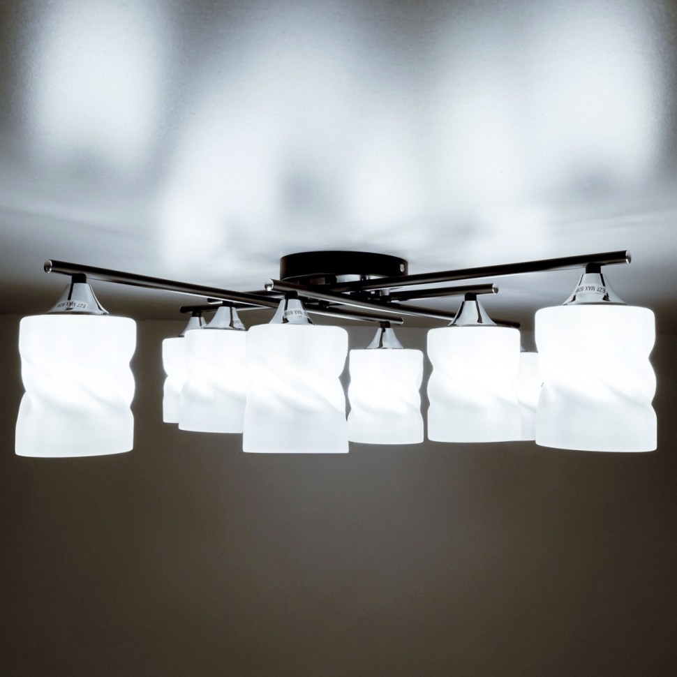 CL132185 Citilux Люстра потолочная Нильс, черный, хром, E27*8*60W