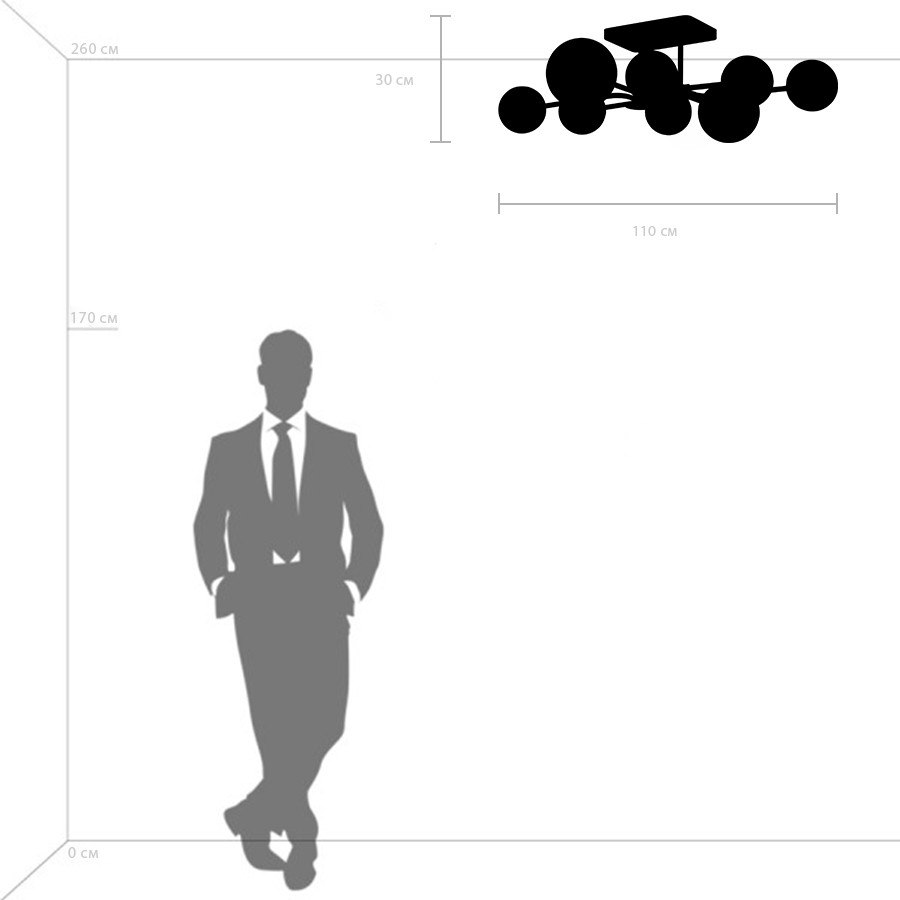 815380 LIGHTSTAR потолочный светильник на штанге Croco, черный и золото, Е14*8*40W