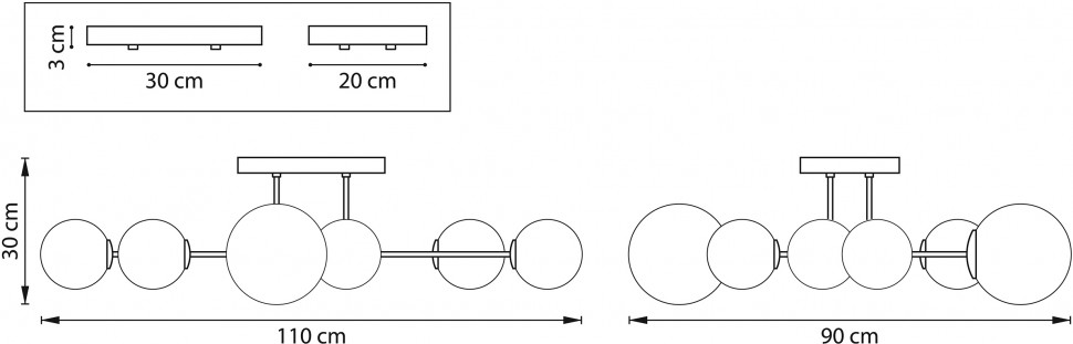 815380 LIGHTSTAR потолочный светильник на штанге Croco, черный и золото, Е14*8*40W