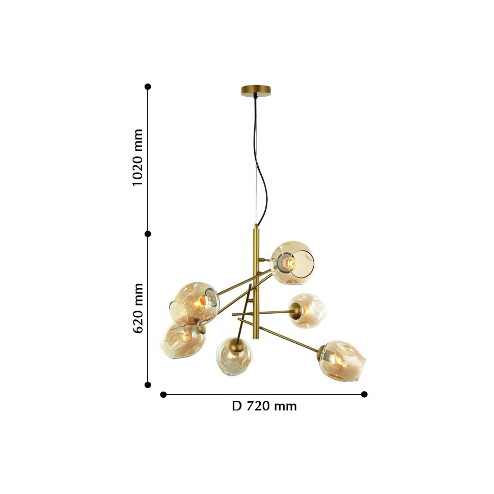2360-6P FAVOURITE подвесная люстра на штанге Traube, золото и янтарный