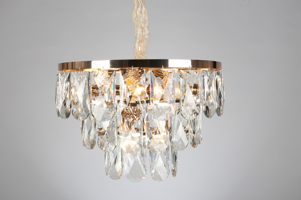 OML-72913-09 OMNILUX Volpedo подвесная люстра каскад из хрусталя, E14*9*40W, 45см диаметр