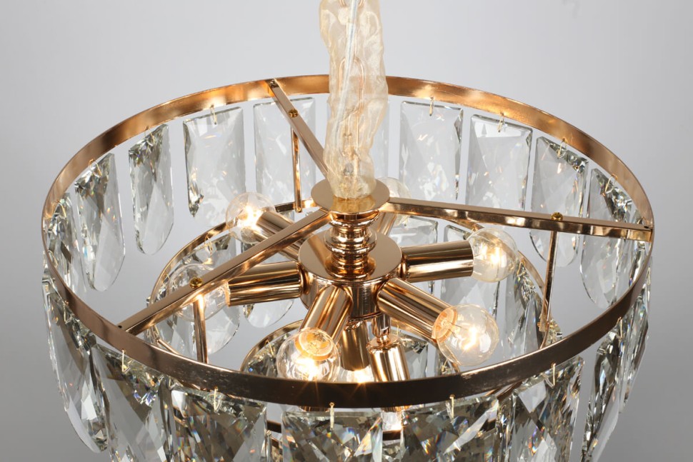 OML-72913-09 OMNILUX Volpedo подвесная люстра каскад из хрусталя, E14*9*40W, 45см диаметр