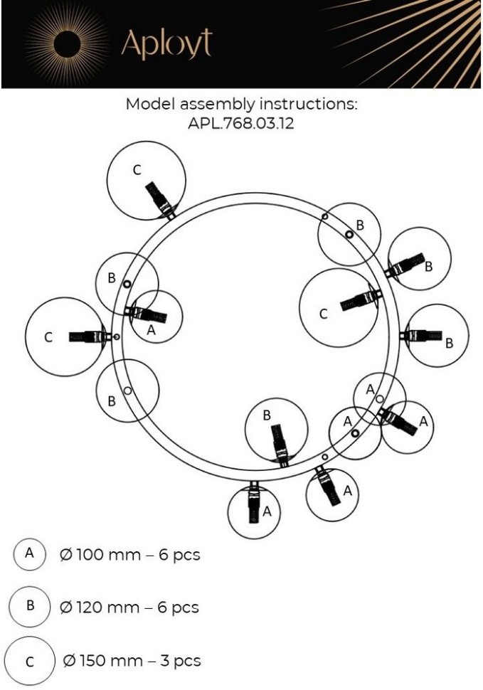APL.768.03.12 APLOYT подвесная люстра Lilian, G9*12*20W