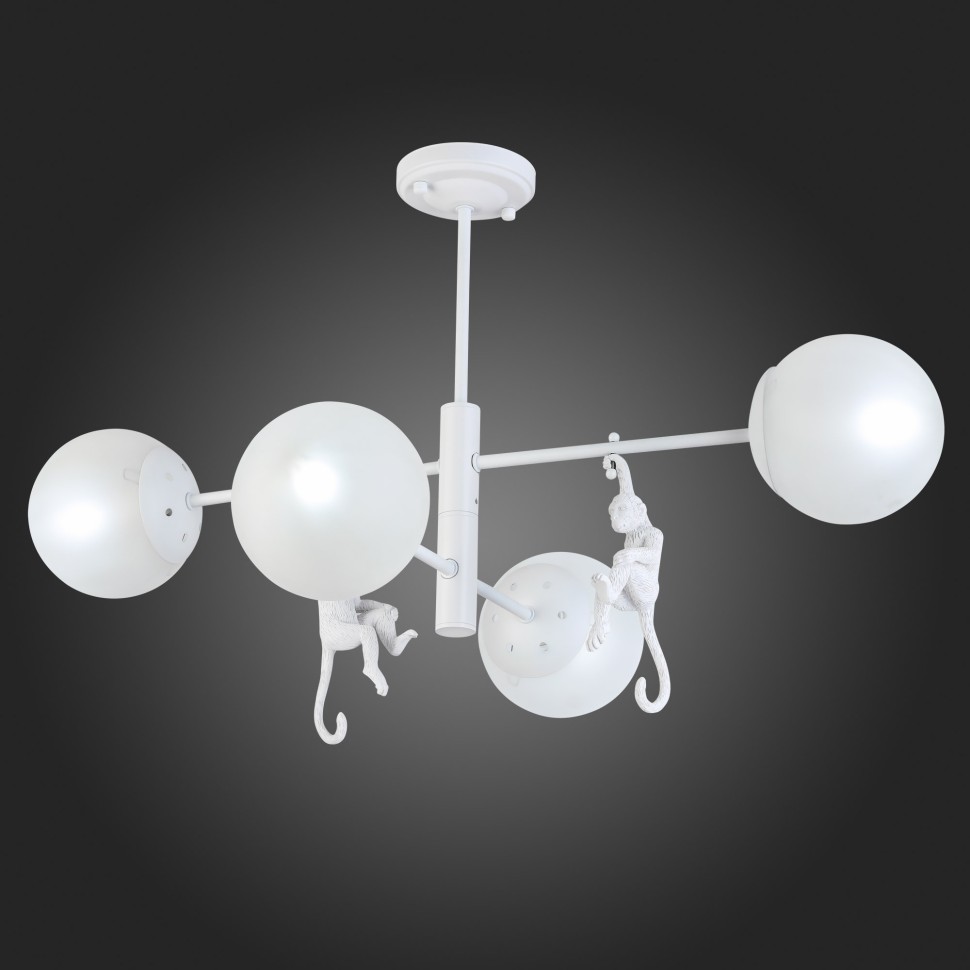 SLE115102-04 EVOLUCE белый потолочный светильник Tenato на штанге, обезьяна