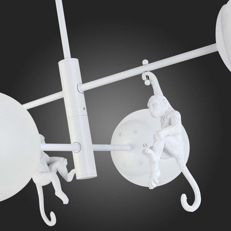 SLE115102-04 EVOLUCE белый потолочный светильник Tenato на штанге, обезьяна
