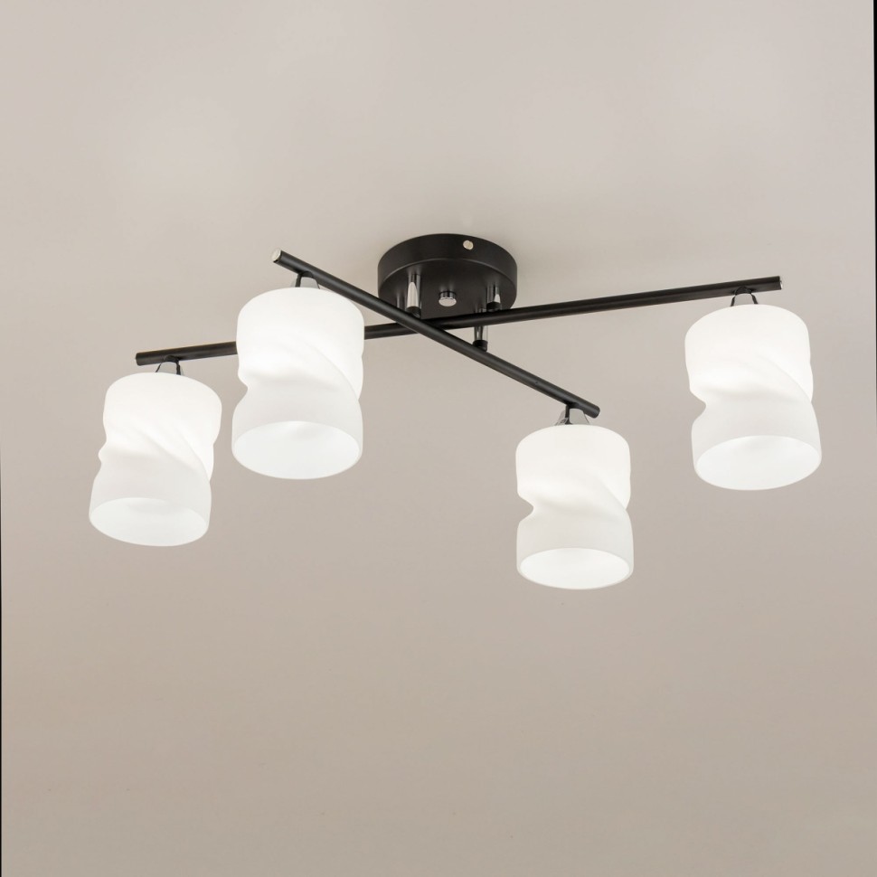 CL132145 Citilux Потолочный светильник Нильс, черный, хром, E27*4*60W