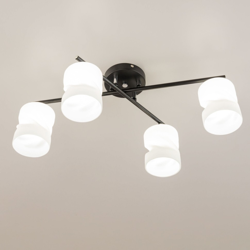 CL132145 Citilux Потолочный светильник Нильс, черный, хром, E27*4*60W