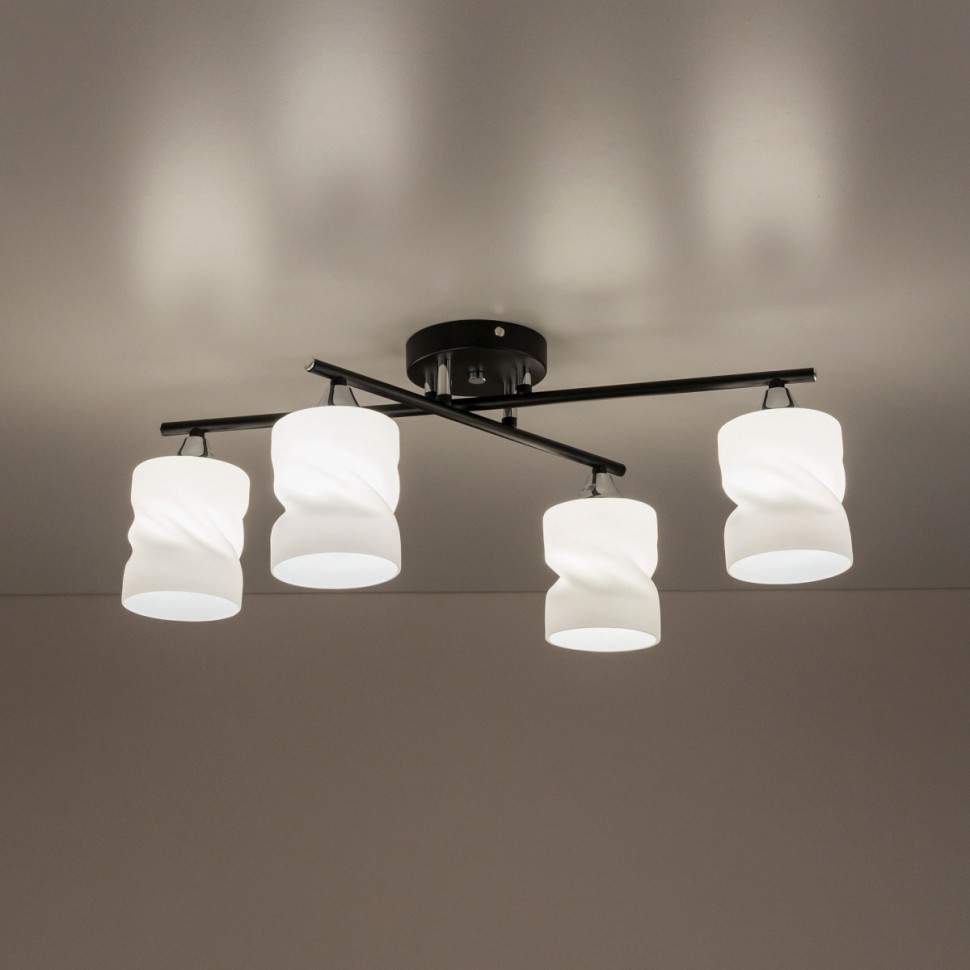 CL132145 Citilux Потолочный светильник Нильс, черный, хром, E27*4*60W