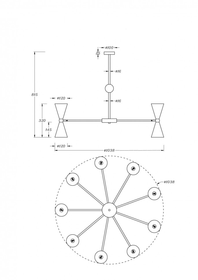 MOD108PL-18WG Maytoni потолочная люстра Vesper белая с золотом, 18 ламп