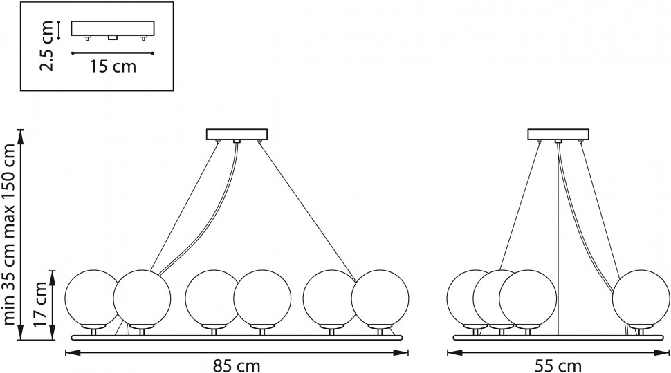 815360 LIGHTSTAR подвесной светильник Croco, черный и золото, Е14*6*40W
