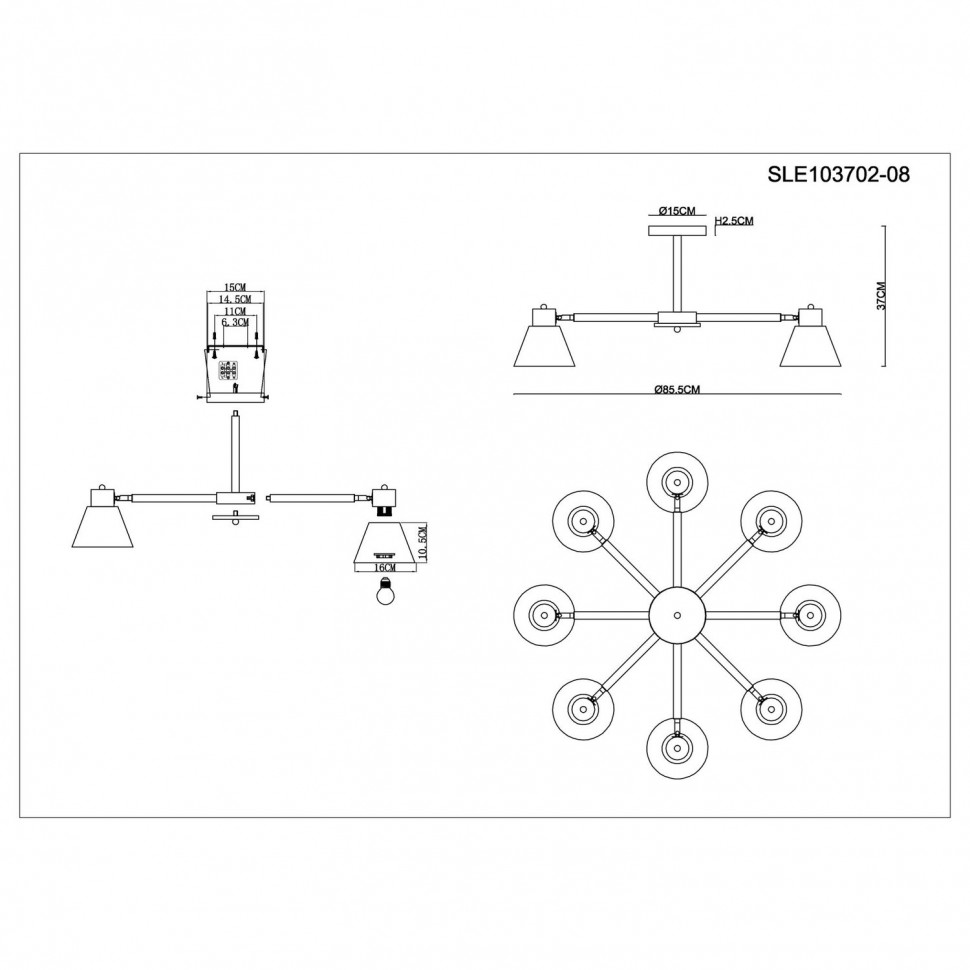 SLE103702-08 EVOLUCE Buve люстра в скандинавском стиле E27*8*60W